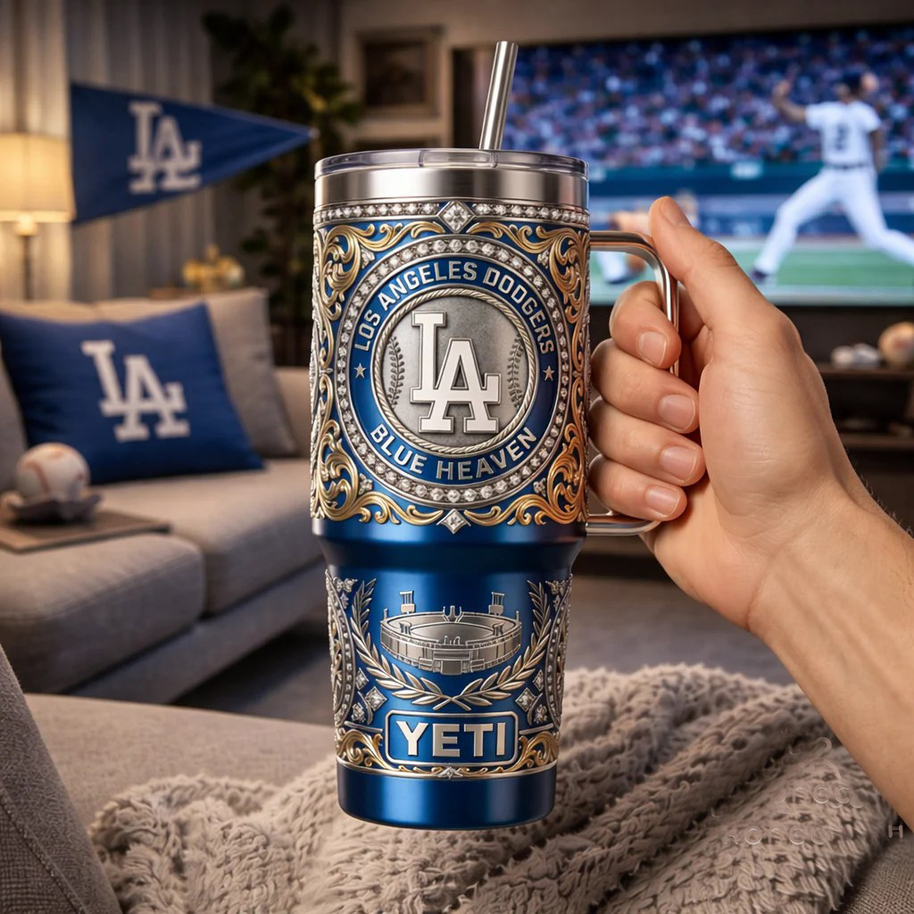 Los Angeles Dodgers Blue Heaven Diamond Filigree Kitchen- Grade Stainless Steel 40oz Tumbler