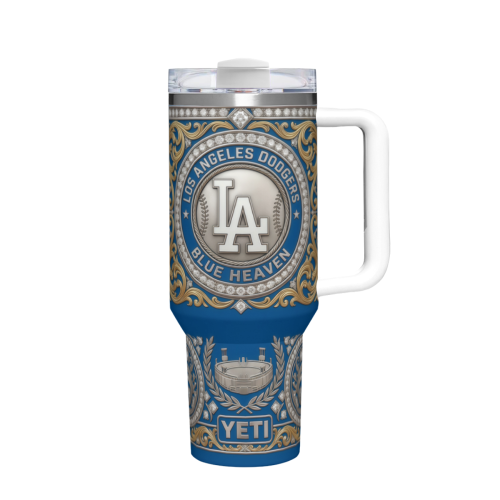 Los Angeles Dodgers Blue Heaven Diamond Filigree Kitchen- Grade Stainless Steel 40oz Tumbler