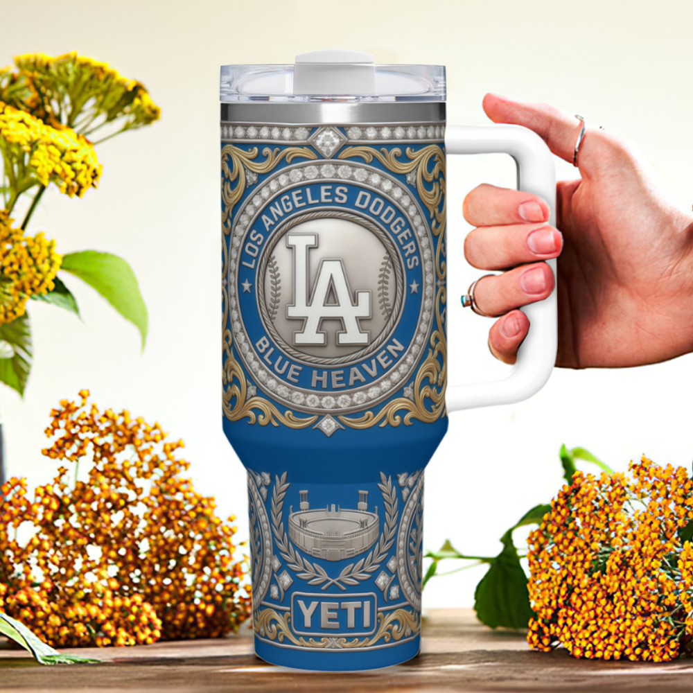 Los Angeles Dodgers Blue Heaven Diamond Filigree Kitchen- Grade Stainless Steel 40oz Tumbler
