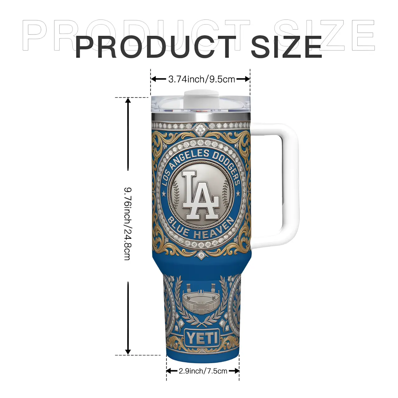 Los Angeles Dodgers Blue Heaven Diamond Filigree Kitchen- Grade Stainless Steel 40oz Tumbler