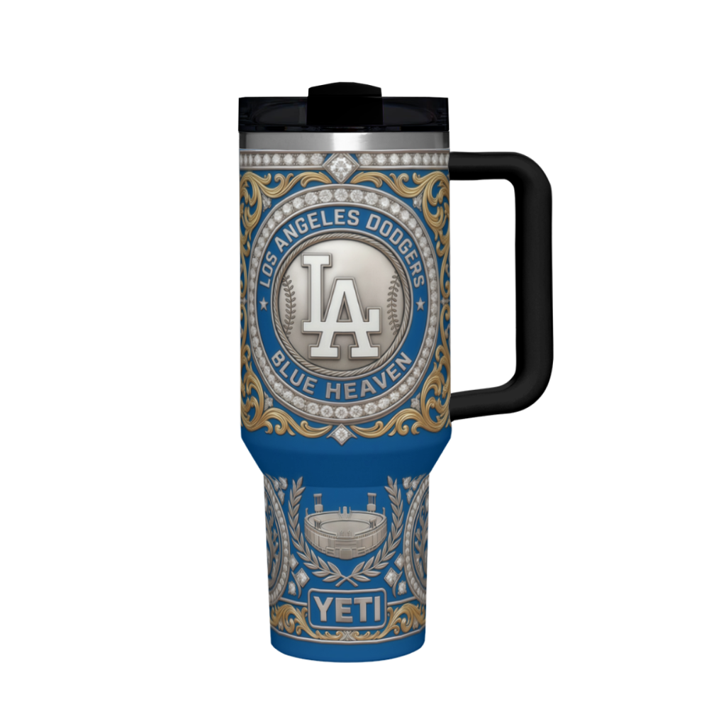Los Angeles Dodgers Blue Heaven Diamond Filigree Kitchen- Grade Stainless Steel 40oz Tumbler
