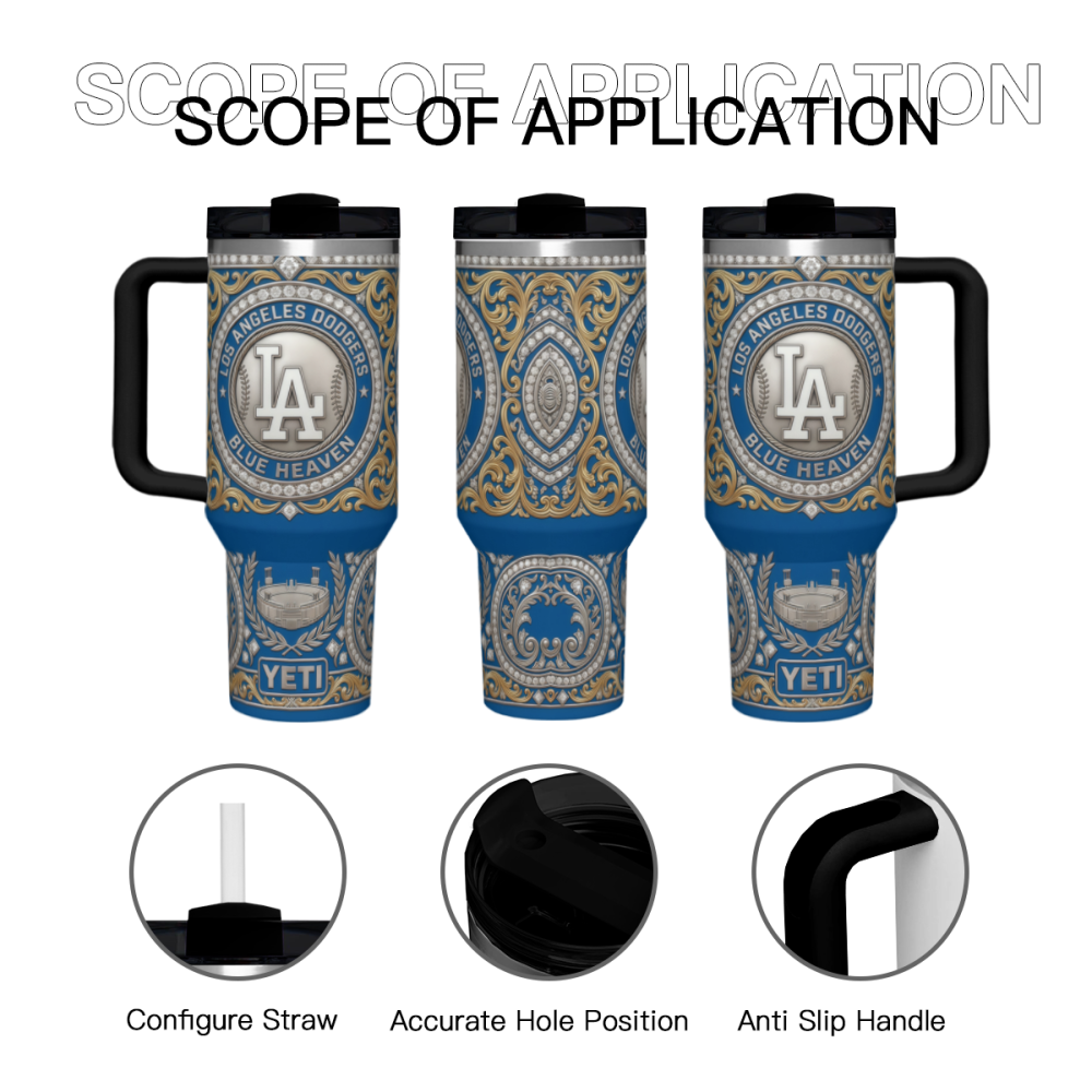Los Angeles Dodgers Blue Heaven Diamond Filigree Kitchen- Grade Stainless Steel 40oz Tumbler