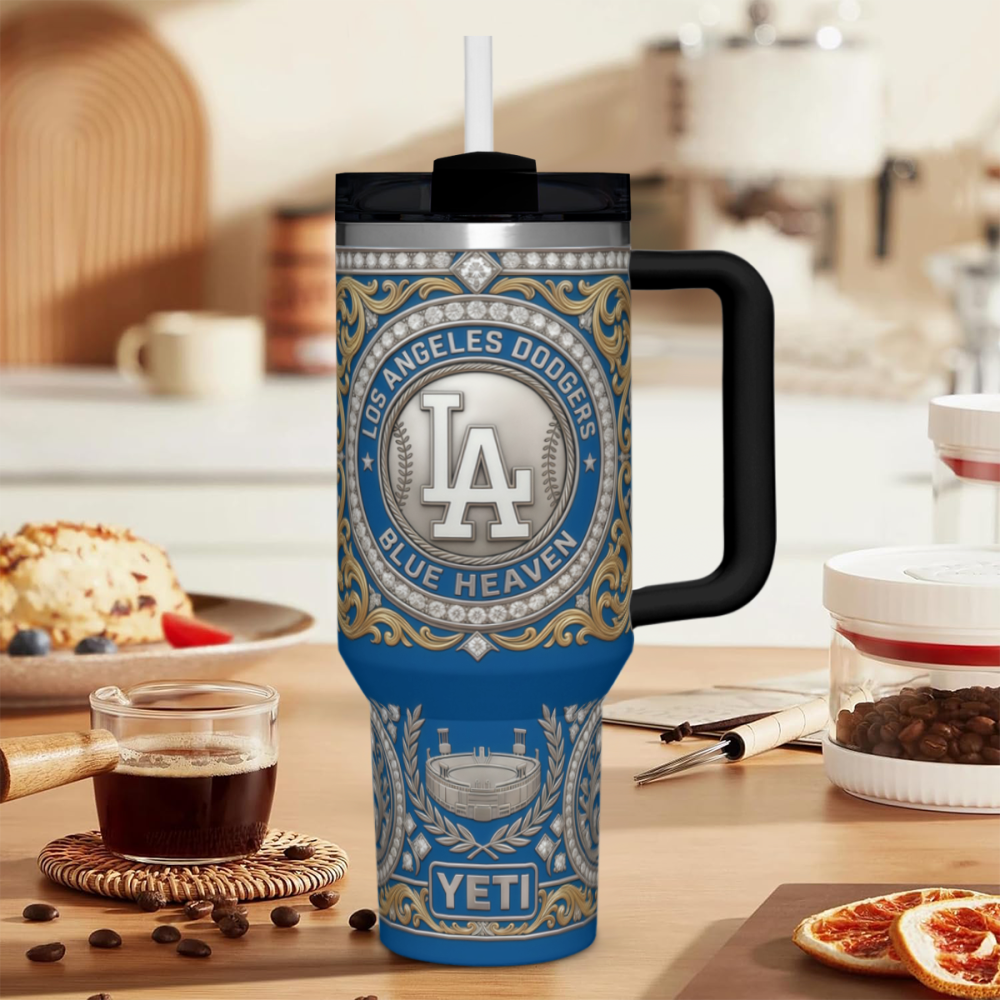 Los Angeles Dodgers Blue Heaven Diamond Filigree Kitchen- Grade Stainless Steel 40oz Tumbler