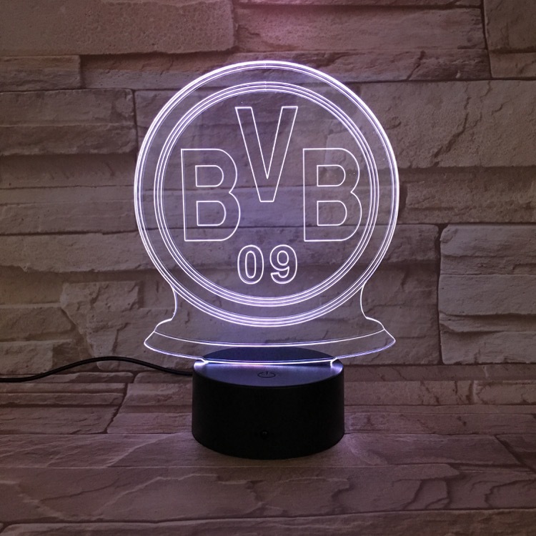 Custom Creative 3D Illusion Acrylic Night Light Football Club Table Desk Base USB LED Christmas Designs Acrylic 30 Eco-friendly