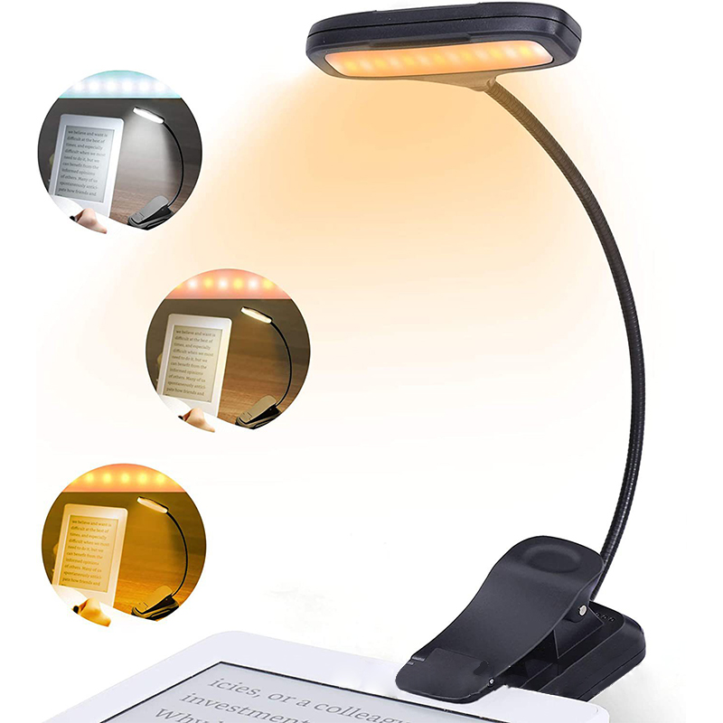 8 LED Rechargeable Book Light for Reading in Bed with Memory Function- Eye Caring 3 Color Temperatures,Stepless Dimming Brightness,80 Hrs Runtime Lightweight Clip on Light for Book Lovers