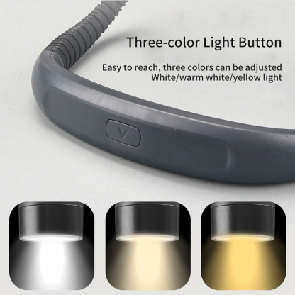 Book Light, 3-Color &amp;amp; 6-Brightness Reading Light, Bendable Neck Light, 80-hr Lasting Rechargeable Lamp, Perfect Book Light for Reading in Bed, Knitting, Camping, Repairing, Book Lovers Gifts