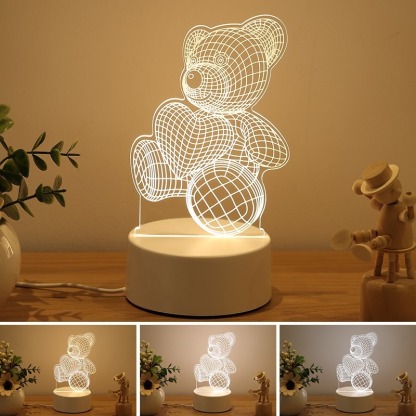 Caring Bear 3D Illusion Lamp,Acrylic 3D Lamp LED Night Light with Remote Control 16 Color Changing Desk Lamp，Kids Gamer Room Decor Plug in Best Cool Festival Birthday Gift