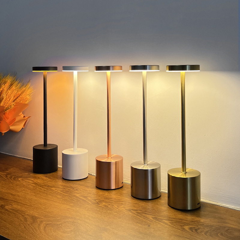 Cordless Table Lamps Rechargeable, Portable LED Desk Lamp, Battery Powered Wireless Table Light - 3 Color Dimmable Lighting for Restaurant Dining Patio Outdoor Bedroom(Gold)