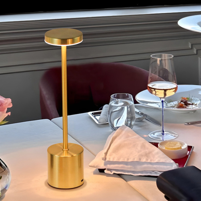 Cordless Table Lamps Rechargeable, Portable LED Desk Lamp, Battery Powered Wireless Table Light - 3 Color Dimmable Lighting for Restaurant Dining Patio Outdoor Bedroom(Gold)