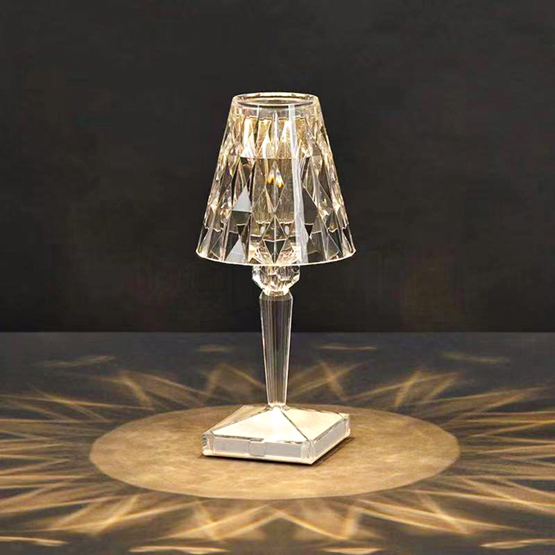 Crystal Table Lamp Touch Control Crystal Rose Lamp, [2000mAh]Rechargeable LED Diamond Table Lamps with 3 Color Changing Light, [Non-Yellowing]Acrylic Cordless Table Lamp Small Lamp for Room Bedroom