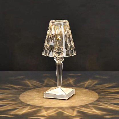 Crystal Table Lamp Touch Control Crystal Rose Lamp, [2000mAh]Rechargeable LED Diamond Table Lamps with 3 Color Changing Light, [Non-Yellowing]Acrylic Cordless Table Lamp Small Lamp for Room Bedroom
