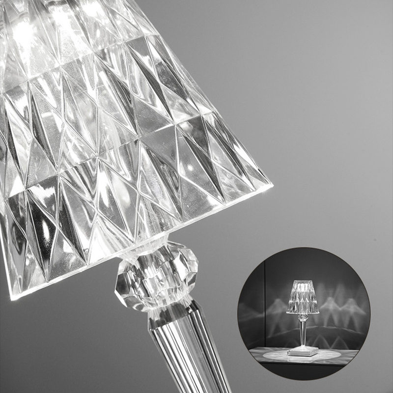 Crystal Table Lamp Touch Control Crystal Rose Lamp, [2000mAh]Rechargeable LED Diamond Table Lamps with 3 Color Changing Light, [Non-Yellowing]Acrylic Cordless Table Lamp Small Lamp for Room Bedroom