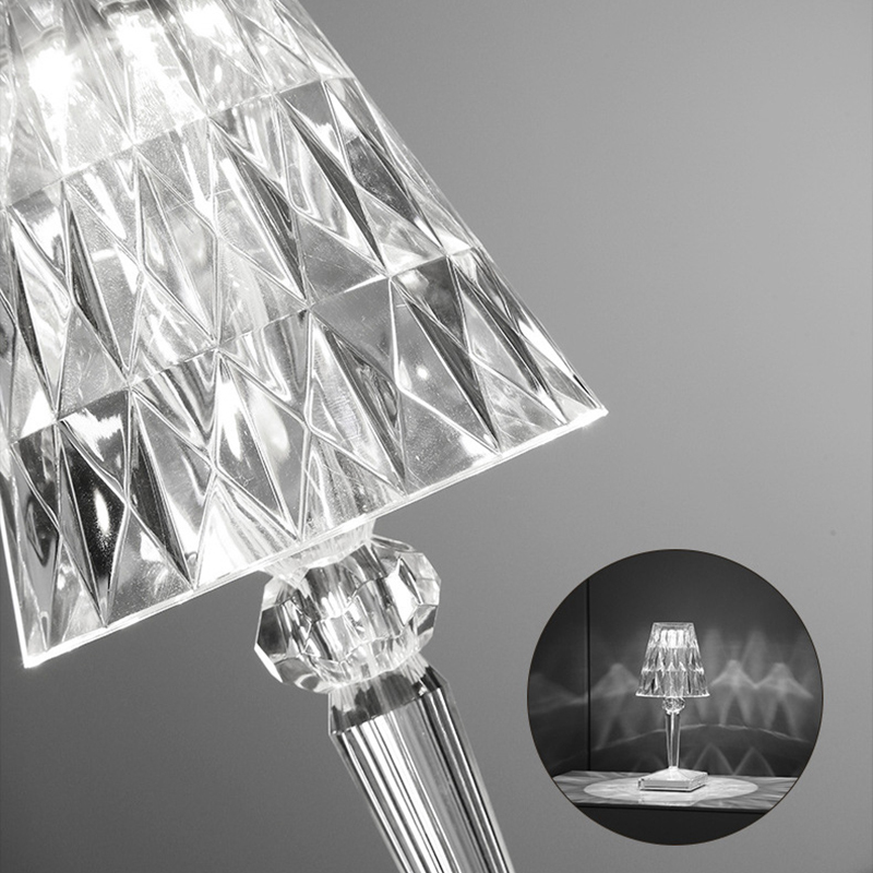 Crystal Table Lamp Touch Control Crystal Rose Lamp, [2000mAh]Rechargeable LED Diamond Table Lamps with 3 Color Changing Light, [Non-Yellowing]Acrylic Cordless Table Lamp Small Lamp for Room Bedroom