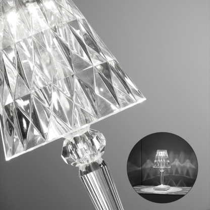 Crystal Table Lamp Touch Control Crystal Rose Lamp, [2000mAh]Rechargeable LED Diamond Table Lamps with 3 Color Changing Light, [Non-Yellowing]Acrylic Cordless Table Lamp Small Lamp for Room Bedroom
