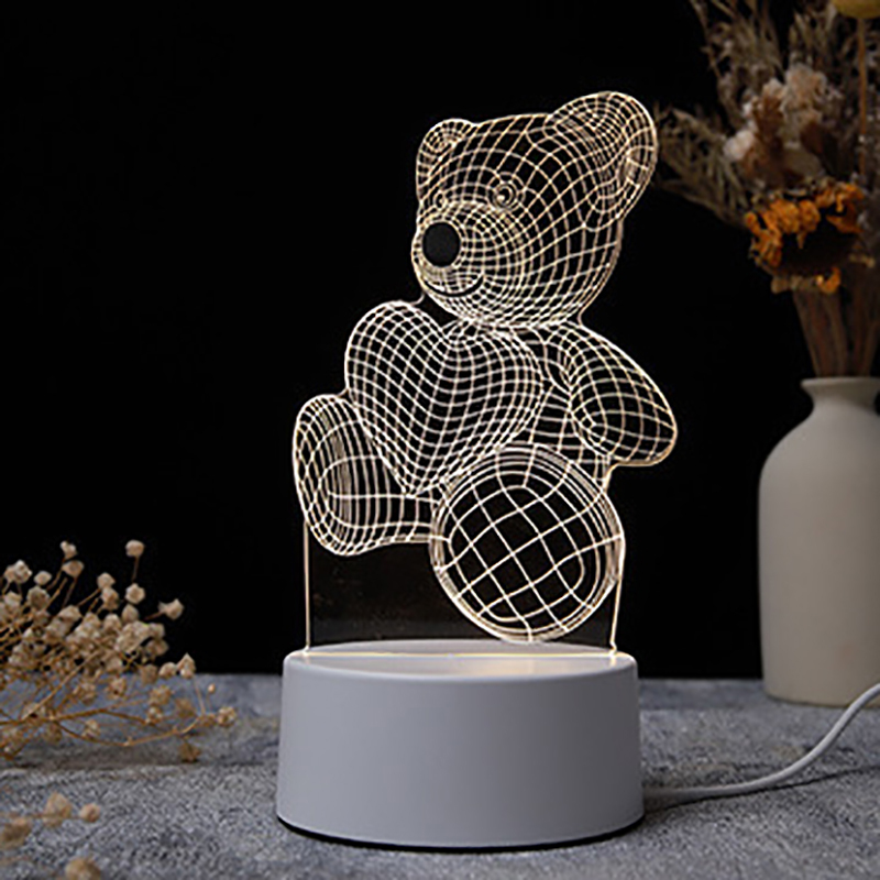 Caring Bear 3D Illusion Lamp,Acrylic 3D Lamp LED Night Light with Remote Control 16 Color Changing Desk Lamp，Kids Gamer Room Decor Plug in Best Cool Festival Birthday Gift