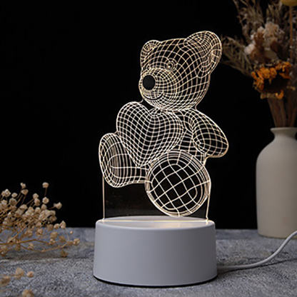 Caring Bear 3D Illusion Lamp,Acrylic 3D Lamp LED Night Light with Remote Control 16 Color Changing Desk Lamp，Kids Gamer Room Decor Plug in Best Cool Festival Birthday Gift