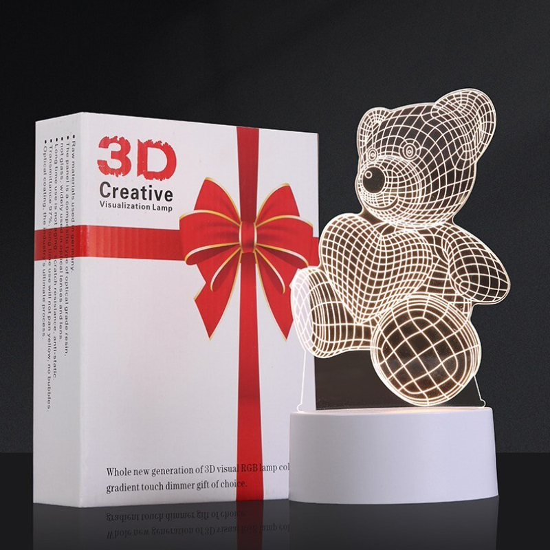 Caring Bear 3D Illusion Lamp,Acrylic 3D Lamp LED Night Light with Remote Control 16 Color Changing Desk Lamp，Kids Gamer Room Decor Plug in Best Cool Festival Birthday Gift