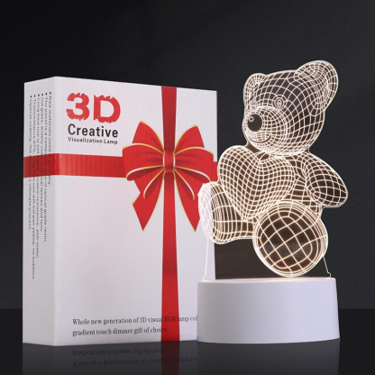 Caring Bear 3D Illusion Lamp,Acrylic 3D Lamp LED Night Light with Remote Control 16 Color Changing Desk Lamp，Kids Gamer Room Decor Plug in Best Cool Festival Birthday Gift