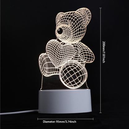 Caring Bear 3D Illusion Lamp,Acrylic 3D Lamp LED Night Light with Remote Control 16 Color Changing Desk Lamp，Kids Gamer Room Decor Plug in Best Cool Festival Birthday Gift