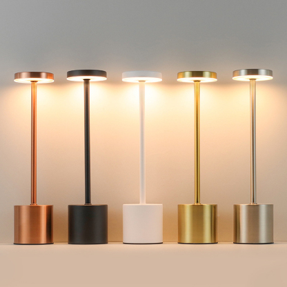 Cordless Table Lamps Rechargeable, Portable LED Desk Lamp, Battery Powered Wireless Table Light - 3 Color Dimmable Lighting for Restaurant Dining Patio Outdoor Bedroom(Gold)