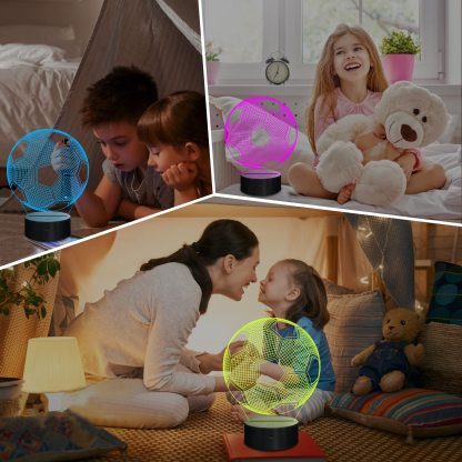 Kids Night Light Soccer 3D Optical Illusion Lamp with Remote Control 16 Colors Changing Football Birthday Xmas Valentine Gift Idea for Sport Fan Boys Girls