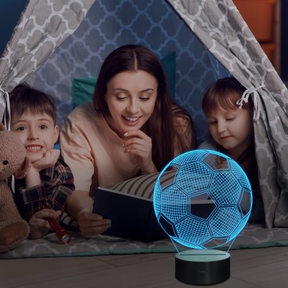 Kids Night Light Soccer 3D Optical Illusion Lamp with Remote Control 16 Colors Changing Football Birthday Xmas Valentine Gift Idea for Sport Fan Boys Girls