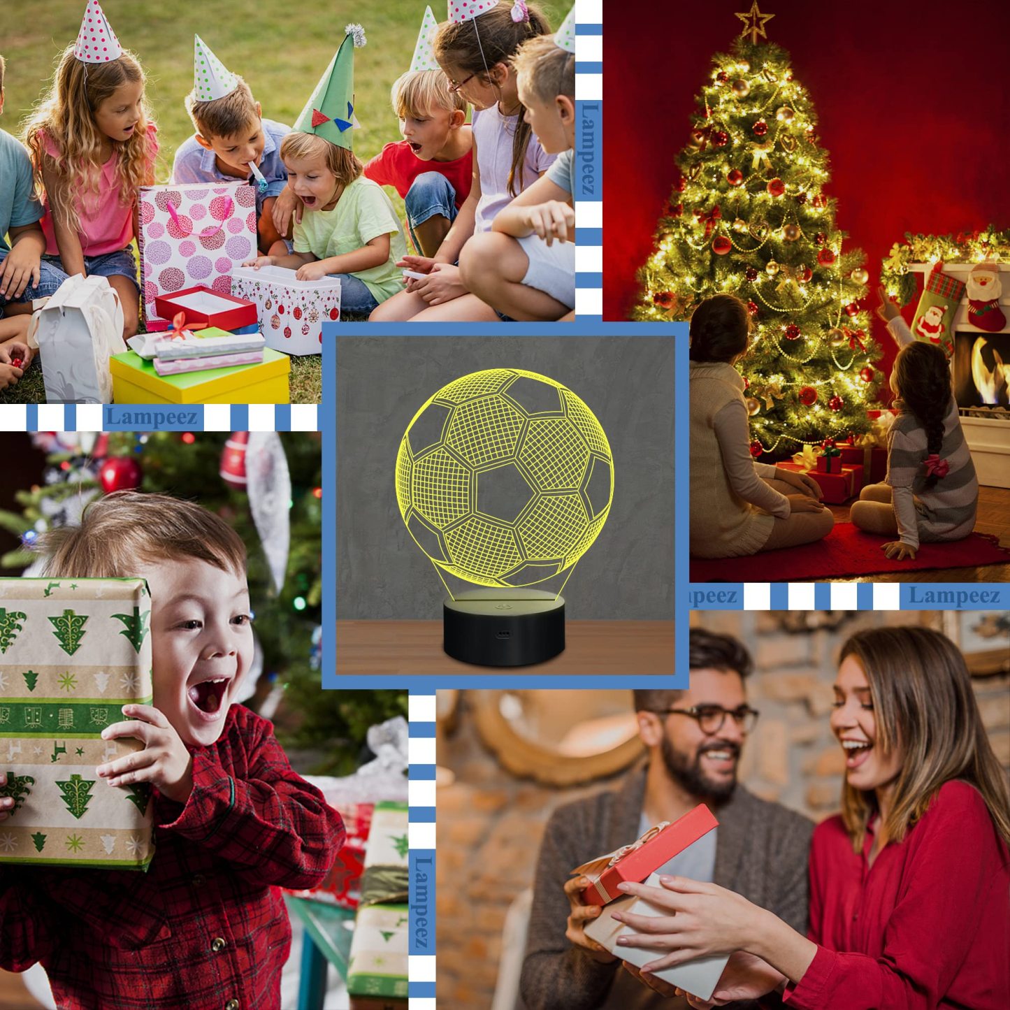 Kids Night Light Soccer 3D Optical Illusion Lamp with Remote Control 16 Colors Changing Football Birthday Xmas Valentine Gift Idea for Sport Fan Boys Girls