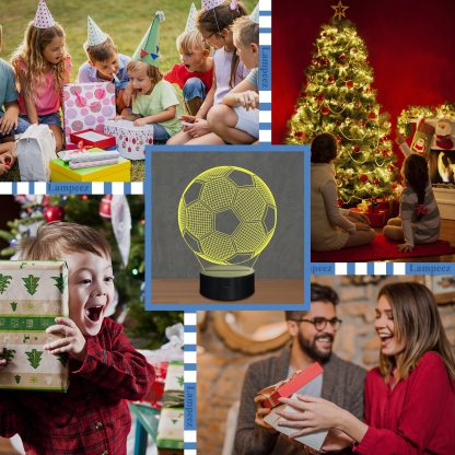 Kids Night Light Soccer 3D Optical Illusion Lamp with Remote Control 16 Colors Changing Football Birthday Xmas Valentine Gift Idea for Sport Fan Boys Girls