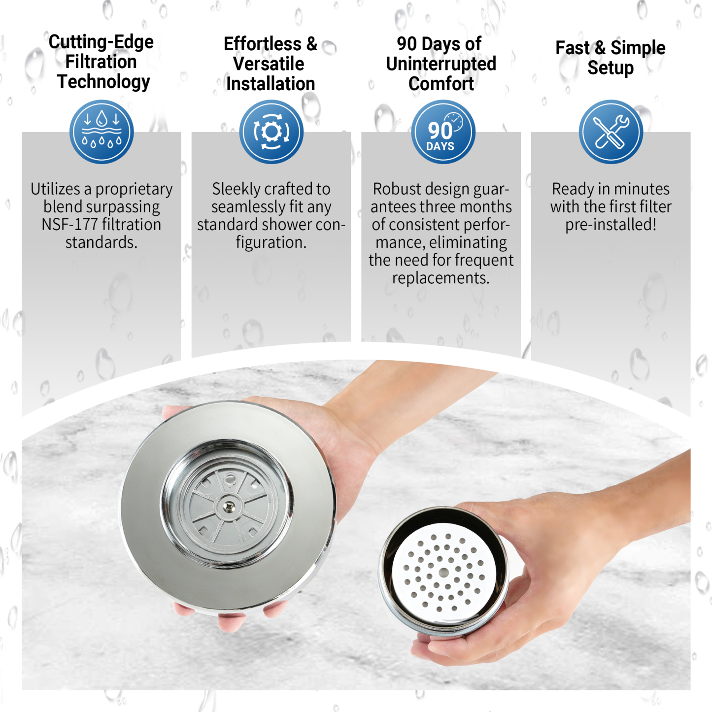 Shower Head with Filters - Scientifically Evaluated, High-Efficiency Filtered Shower Head for Enhanced Hair & Skin Health, Minimize Hair Loss, Preserve Color-Treated Hair