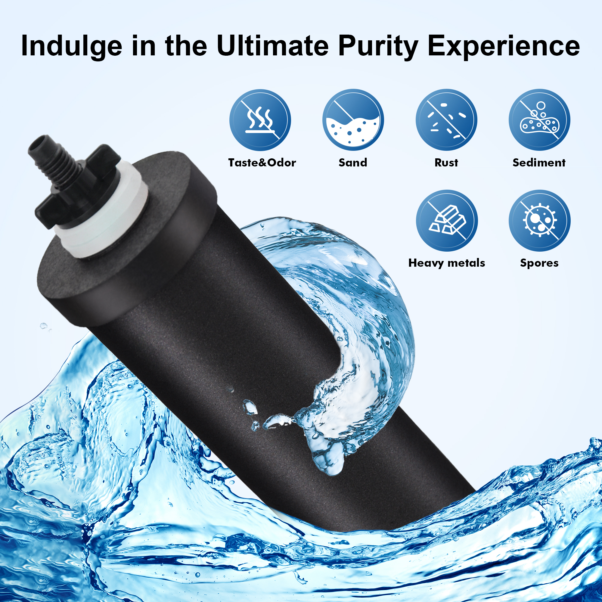 Carbon Rods (2 PACK) for Gravity Water Filtration System - Replacement for Berkey® BB9-2® Black Filters, Berkey® Gravity Water Filter System and Other Filter System NSF/ANSI 42 Certification