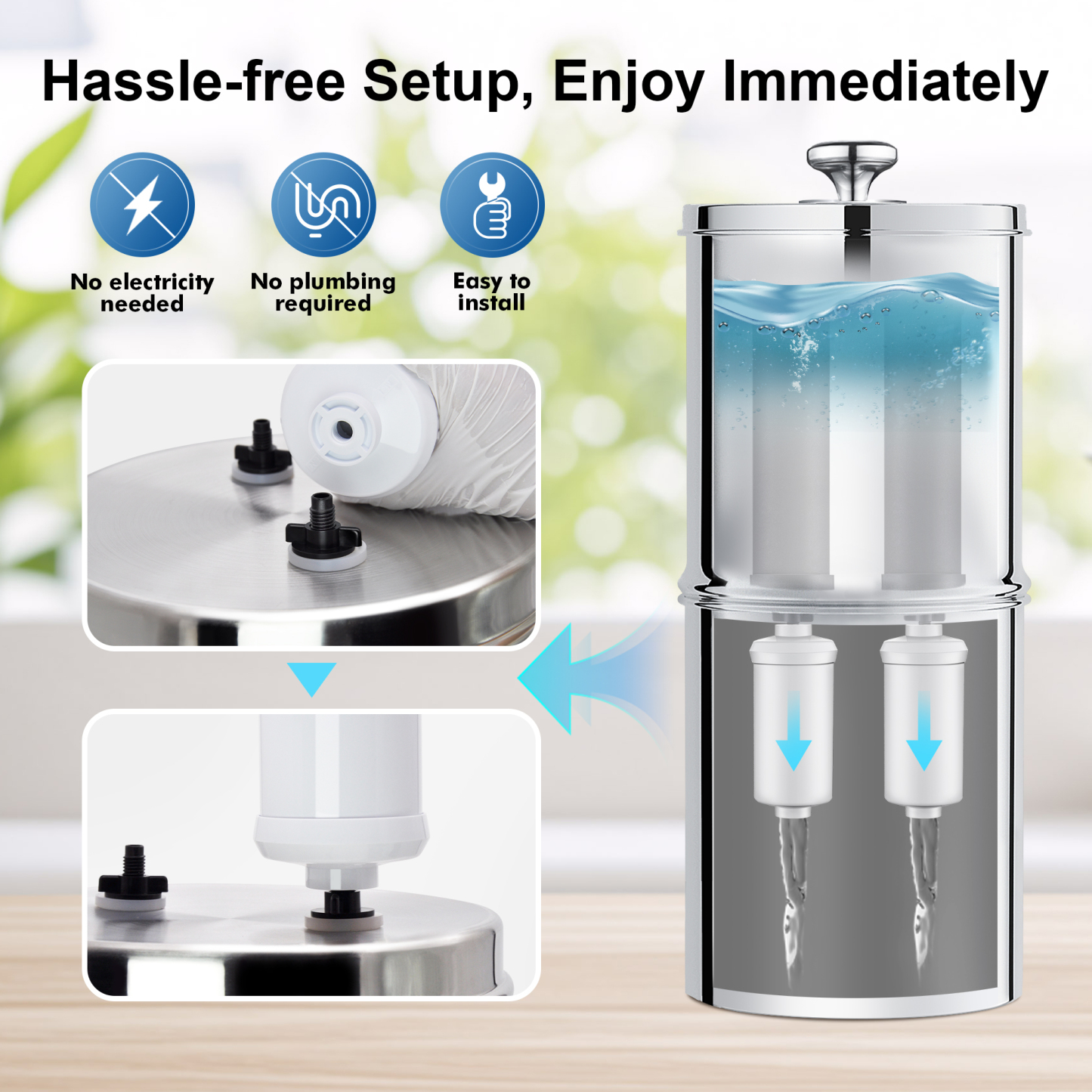 6-Stage Filtration Water Filters(Set of 2) for Water Filter System - Replacement for Berkey® PF-2® Fluoride Filters, Berkey® and Other Gravity Water Filter System, NSF/ANSI 42 Certification