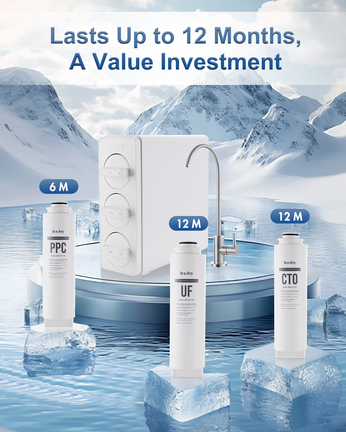 PPC Under Sink Sediment Water Filter, Replacement for 3-Stage Ultra-Filtration System, 1 Pack