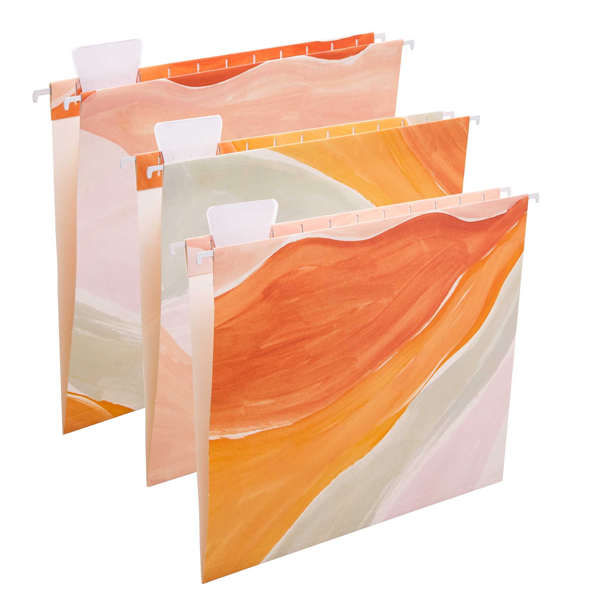 Y YOMA 9 Pack Decorative Hanging File Folders Letter Size Marble Cute Hanging Folder Pretty File Folder Organizer for Filing Cabinet Office Home with 1/5-Cut Adjustable Tabs, 3 Orange Marble