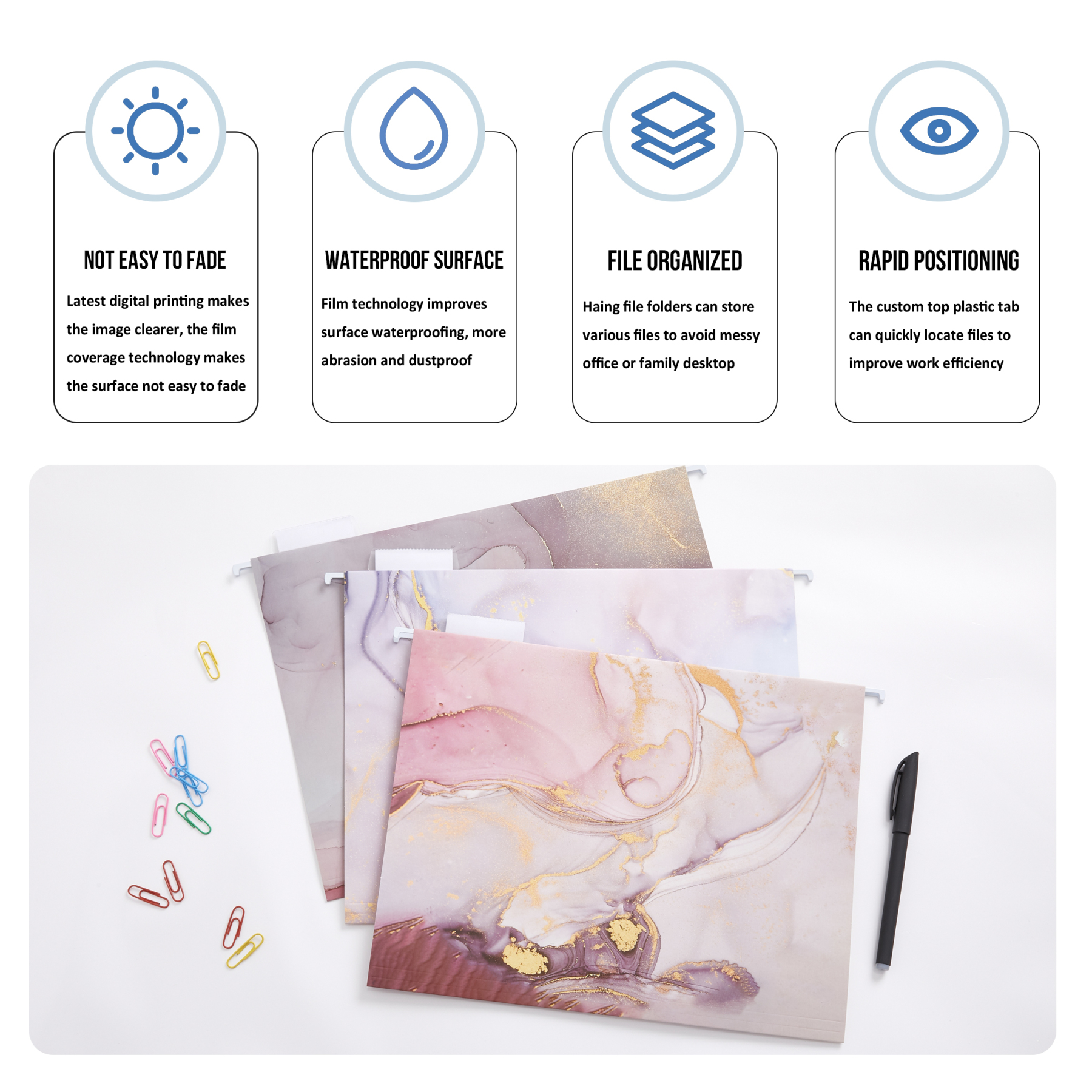 Y YOMA 6 Pack Decorative Hanging File Folders Letter Size Cute Hanging Folder Pretty File Folder Organizer for Filing Cabinet Office Home Work Documents with 1/5-Cut Adjustable Tabs, 3 Rose Design