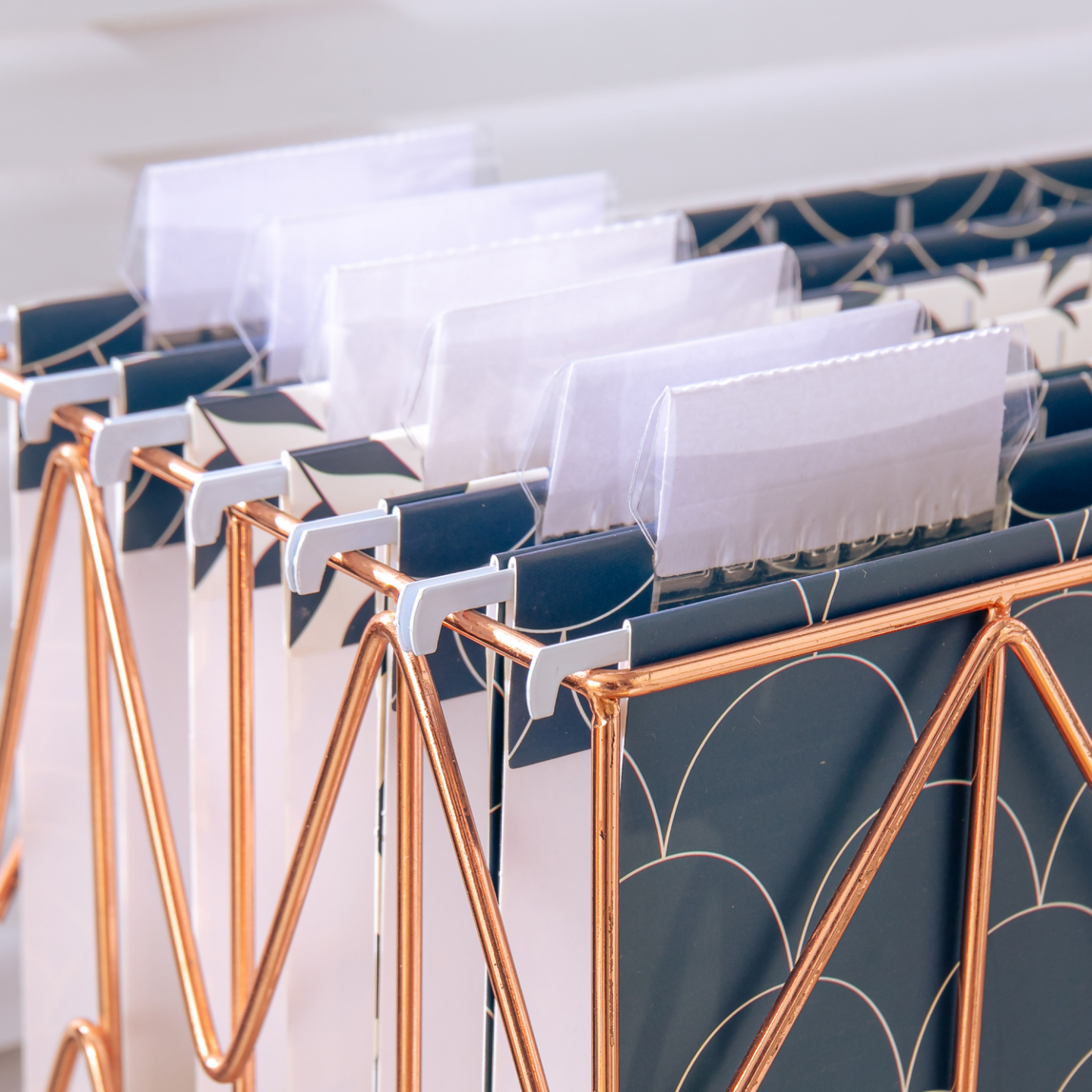 Y YOMA 6 Pack Decorative Hanging File Folders Letter Size Marble Cute Hanging Folder Pretty File Folder Organizer for Filing Cabinet Office Home with 1/5-Cut Adjustable Tabs, 3 Ocean Lines