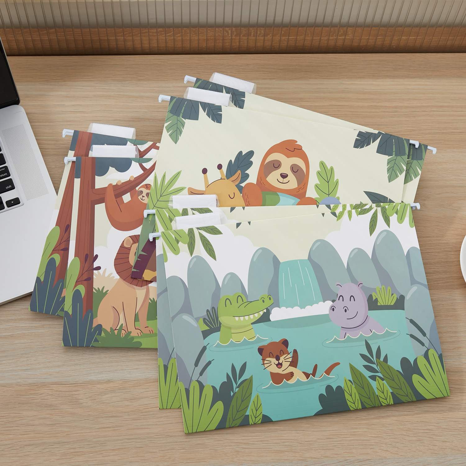 Y YOMA 6 Pack Decorative Hanging File Folders Letter Size for Children Cute Hanging Folder File Folder Organizer for Filing Cabinet Office Home with 1/5-Cut Adjustable Tabs, 3 Cute Animal Design