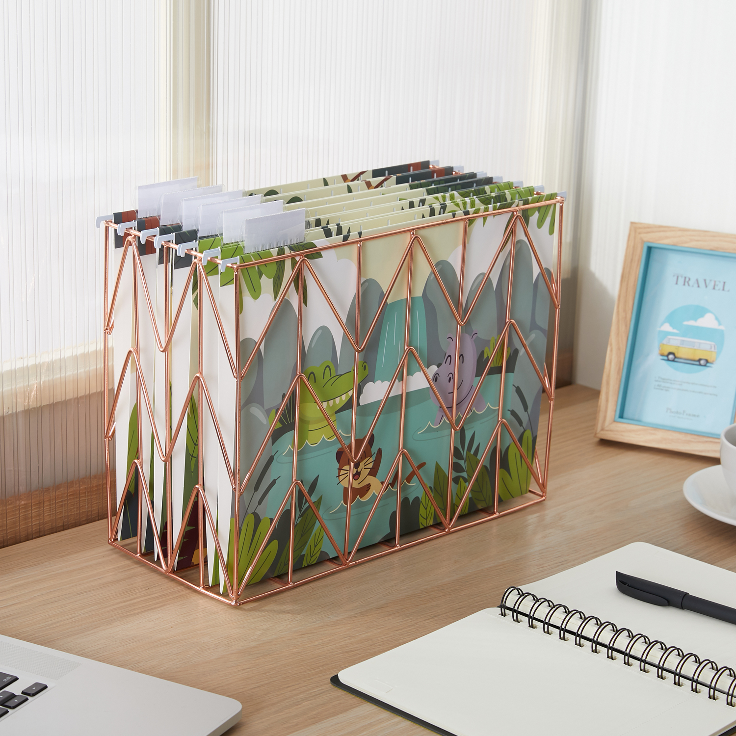 Y YOMA 6 Pack Decorative Hanging File Folders Letter Size for Children Cute Hanging Folder File Folder Organizer for Filing Cabinet Office Home with 1/5-Cut Adjustable Tabs, 3 Cute Animal Design