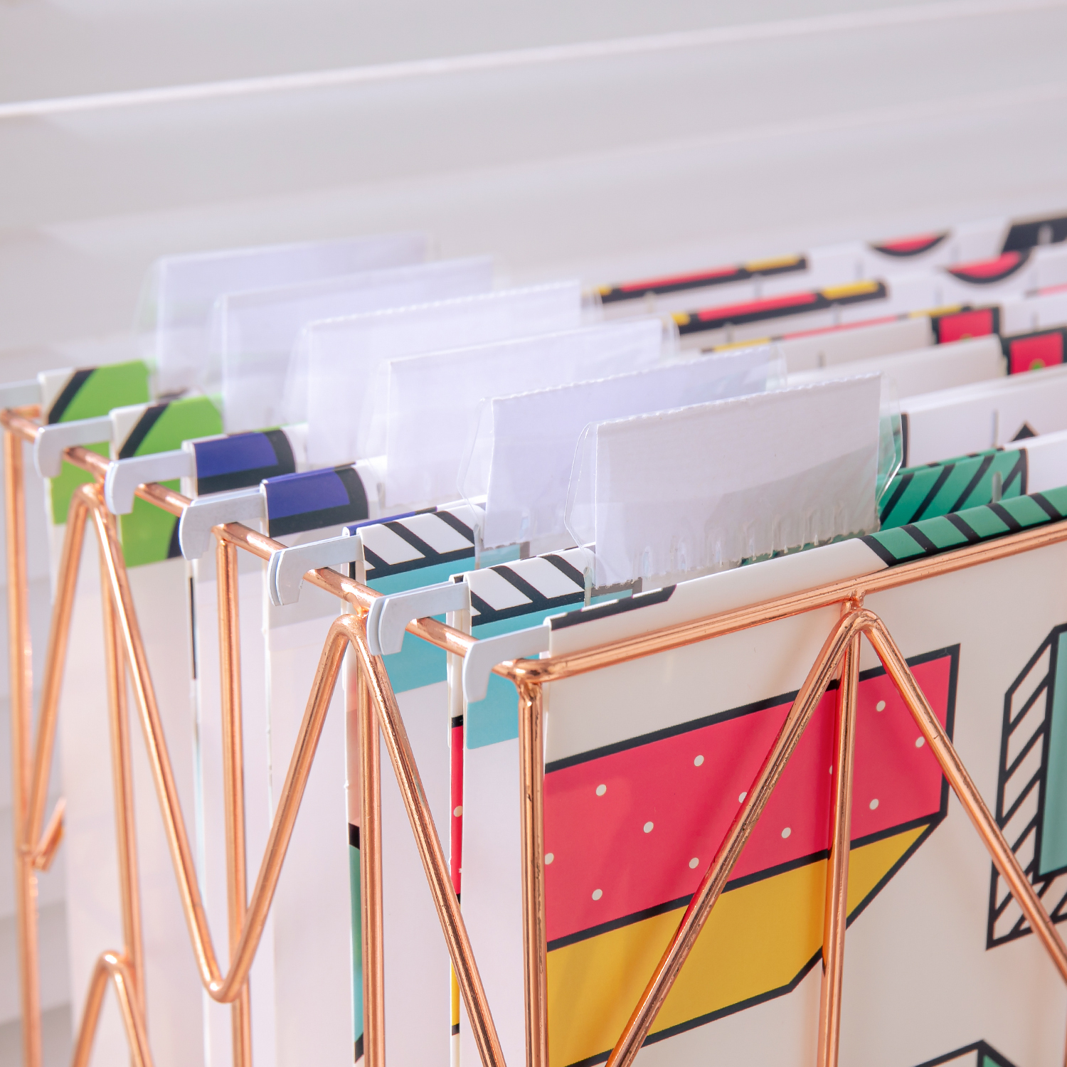 Y YOMA 6 Pack Decorative Hanging File Folders Letter Size Marble Cute Hanging Folder Pretty File Folder Organizer for Filing Cabinet Office Home with 1/5-Cut Adjustable Tabs, 3 Memphis Design