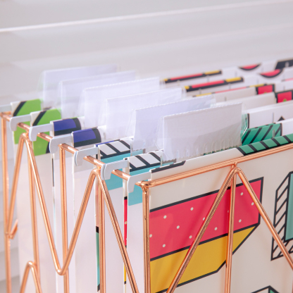 Y YOMA 6 Pack Decorative Hanging File Folders Letter Size Marble Cute Hanging Folder Pretty File Folder Organizer for Filing Cabinet Office Home with 1/5-Cut Adjustable Tabs, 3 Memphis Design