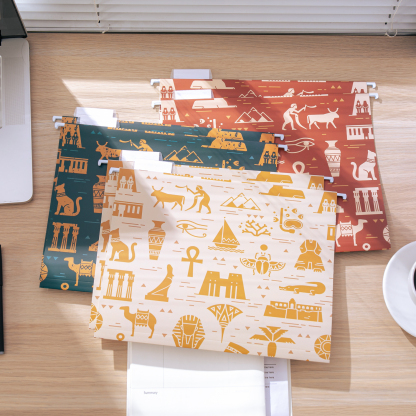 Y YOMA 6 Pack Decorative Hanging File Folders Letter Size Marble Cute Hanging Folder Pretty File Folder Organizer for Filing Cabinet Office Home with 1/5-Cut Adjustable Tabs, 3 Egyptian Design