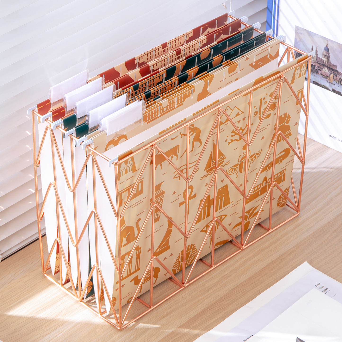 Y YOMA 6 Pack Decorative Hanging File Folders Letter Size Marble Cute Hanging Folder Pretty File Folder Organizer for Filing Cabinet Office Home with 1/5-Cut Adjustable Tabs, 3 Egyptian Design