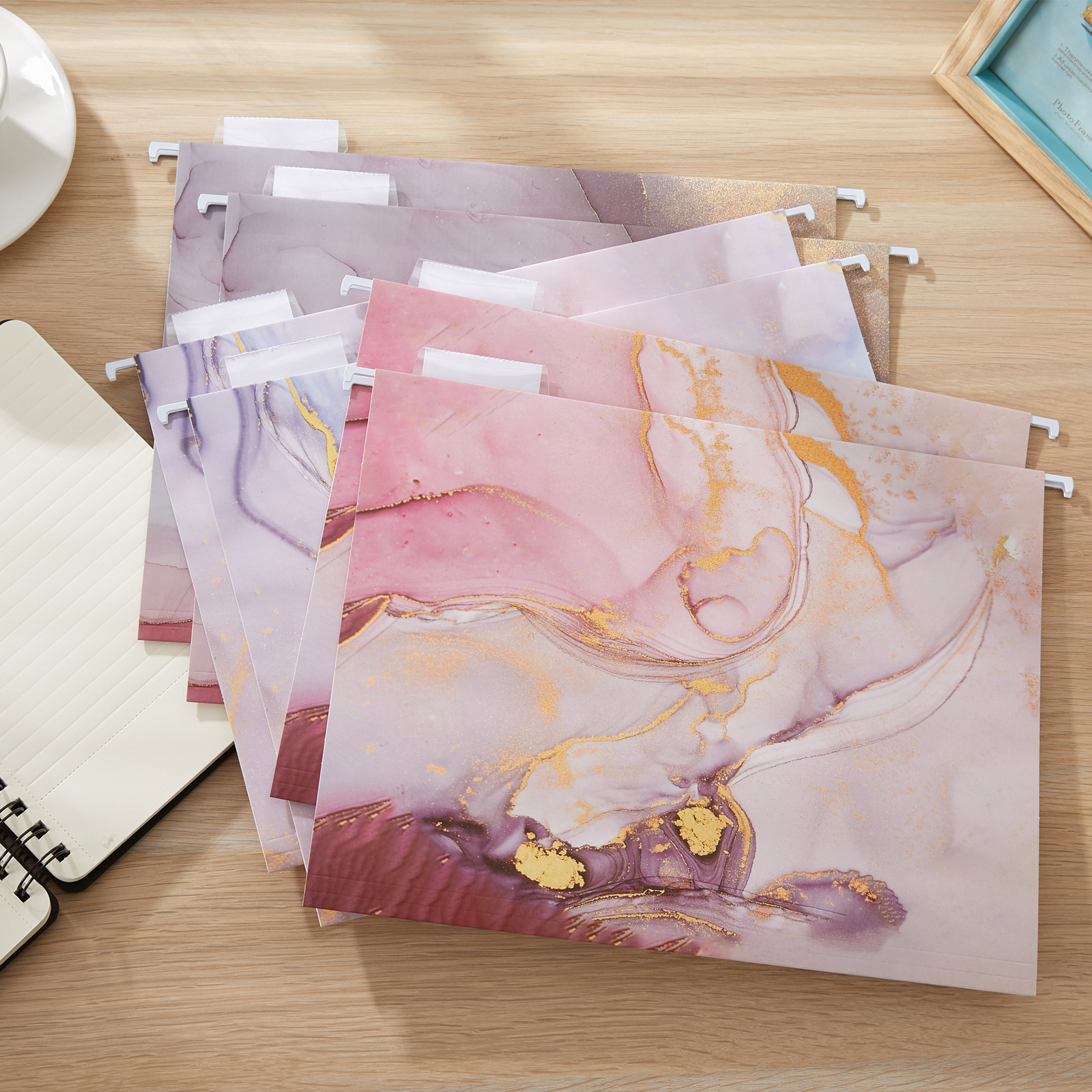 Y YOMA 6 Pack Decorative Hanging File Folders Letter Size Cute Hanging Folder Pretty File Folder Organizer for Filing Cabinet Office Home Work Documents with 1/5-Cut Adjustable Tabs, 3 Rose Design