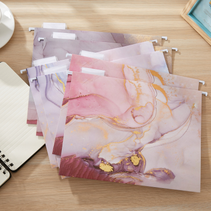 Y YOMA 6 Pack Decorative Hanging File Folders Letter Size Cute Hanging Folder Pretty File Folder Organizer for Filing Cabinet Office Home Work Documents with 1/5-Cut Adjustable Tabs, 3 Rose Design