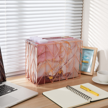 Y YOMA 6 Pack Decorative Hanging File Folders Letter Size Cute Hanging Folder Pretty File Folder Organizer for Filing Cabinet Office Home Work Documents with 1/5-Cut Adjustable Tabs, 3 Rose Design