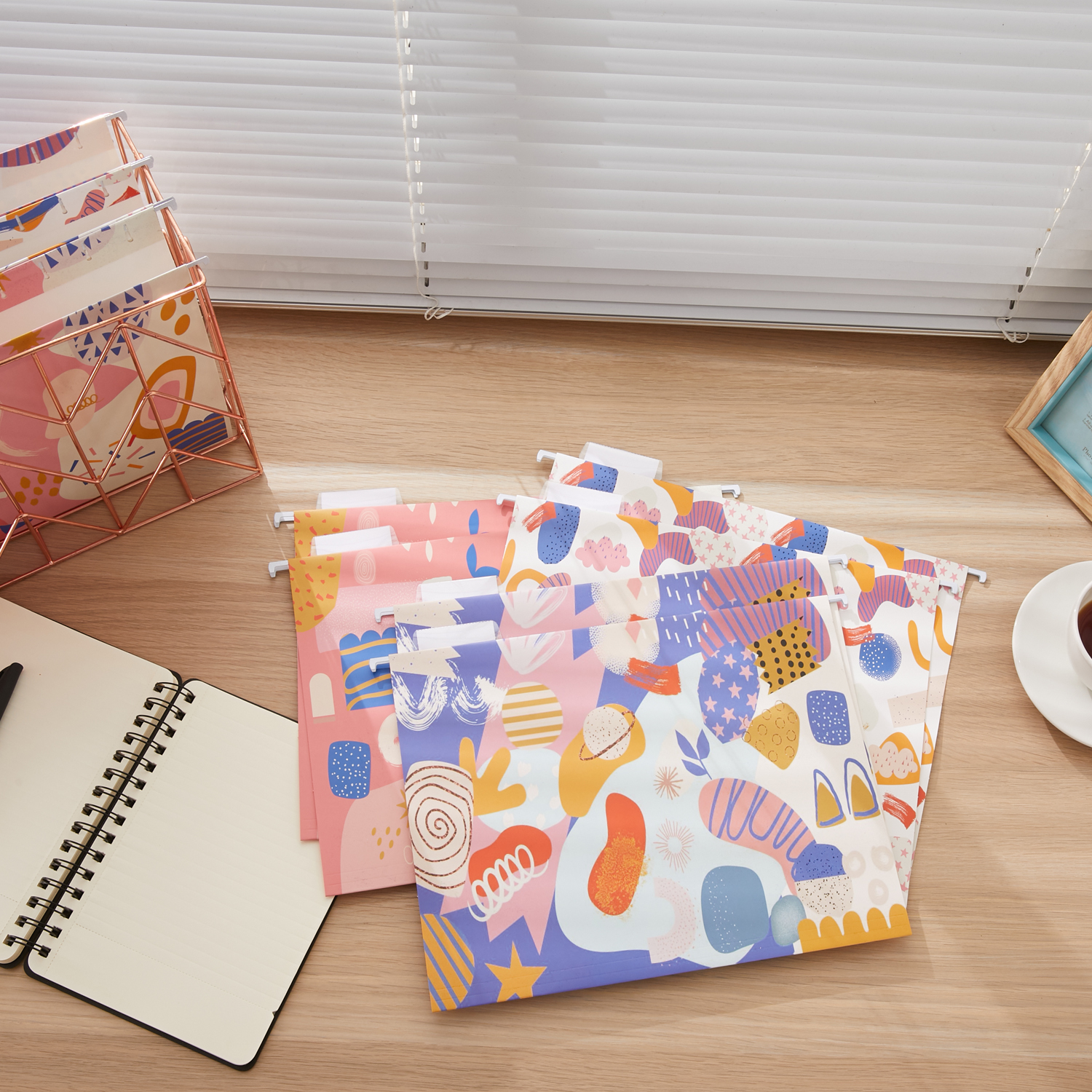 Y YOMA 9 Pack Decorative Hanging File Folders Letter Size Marble Cute Hanging Folder Pretty File Folder Organizer for Filing Cabinet Office Home with 1/5-Cut Adjustable Tabs, Graffiti Design