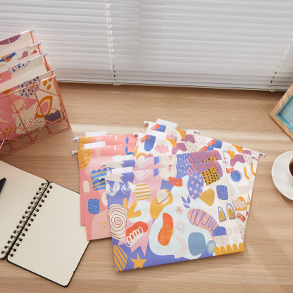 Y YOMA 9 Pack Decorative Hanging File Folders Letter Size Marble Cute Hanging Folder Pretty File Folder Organizer for Filing Cabinet Office Home with 1/5-Cut Adjustable Tabs, Graffiti Design
