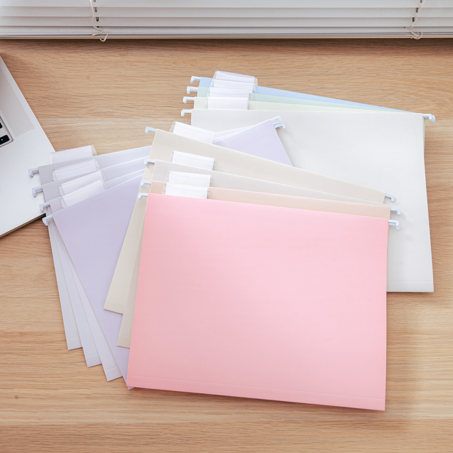 Y YOMA 24 Pack Colored Hanging File Folders Letter Size Decorative Hanging Folder Cute Pretty File Folderfor Filing Cabinet Drawer Office Home with 1/5-Cut Adjustable Tabs, Soft Color