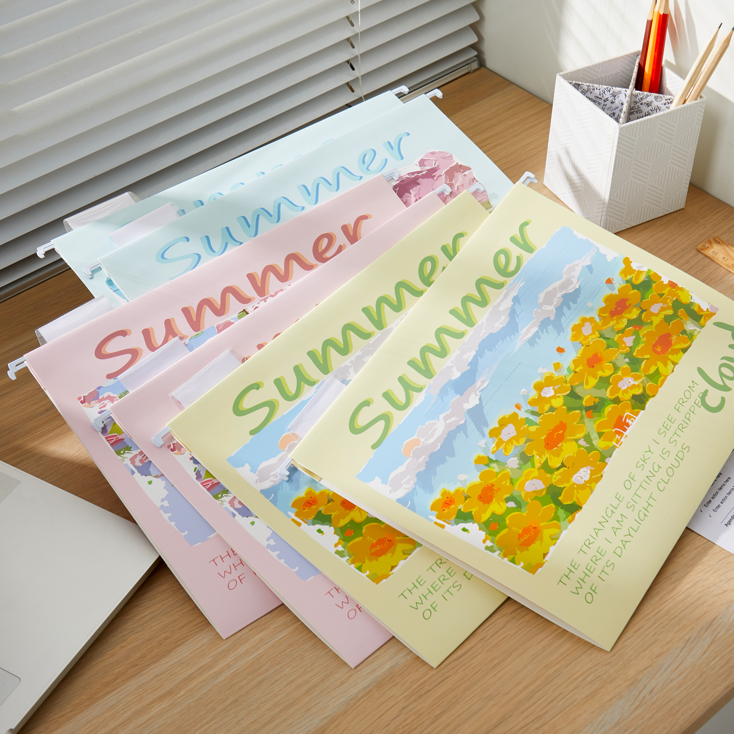 Y YOMA 6 Pack Decorative Hanging File Folders Letter Size for Children Cute Hanging Folder File Folder Organizer for Filing Cabinet Office Home with 1/5-Cut Adjustable Tabs, 3 Flower Design