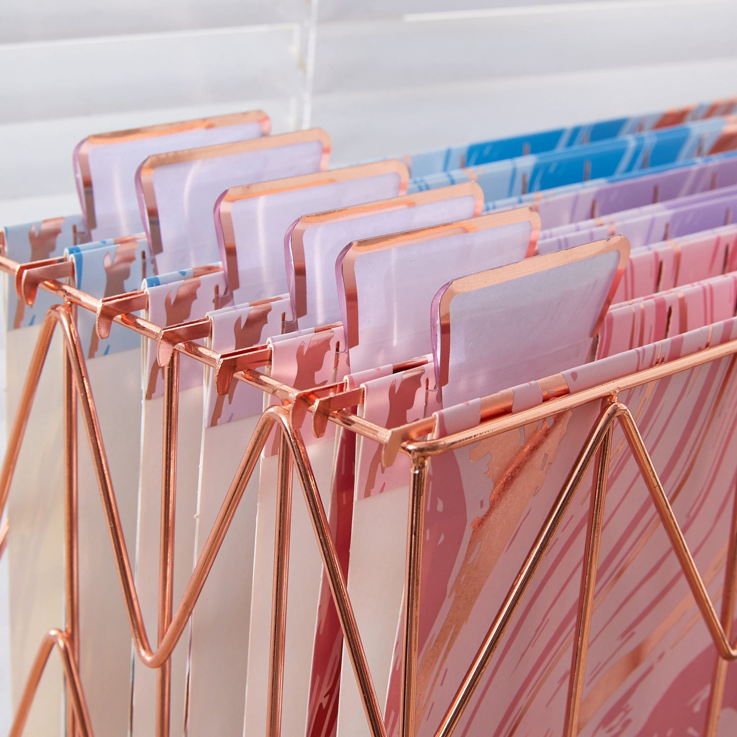 Y YOMA 12 Pack Plastic Hanging File Folder Tabs with Inserts Decorative Tab for Hanging File Folders 1/5-Cut Adjustable Tabs Office Supplies Suitable for Letter Size, Legal Size, A4 folder, Rose Gold