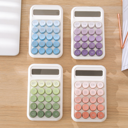 Y YOMA 1 Pack Mechanical Switch Calculator with 10 Digit Large LCD Display Big Button, Mini Cute Desktop Calculator 4 Function Basic Calculators for School Home Office Business, Cute Pink